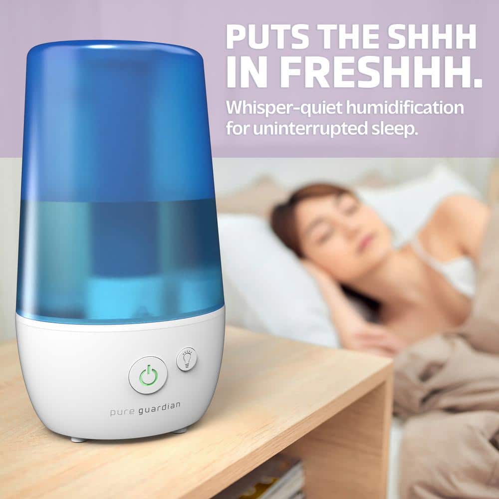Compact Blue and White Ultrasonic Cool Mist Humidifier with Automatic Shutoff