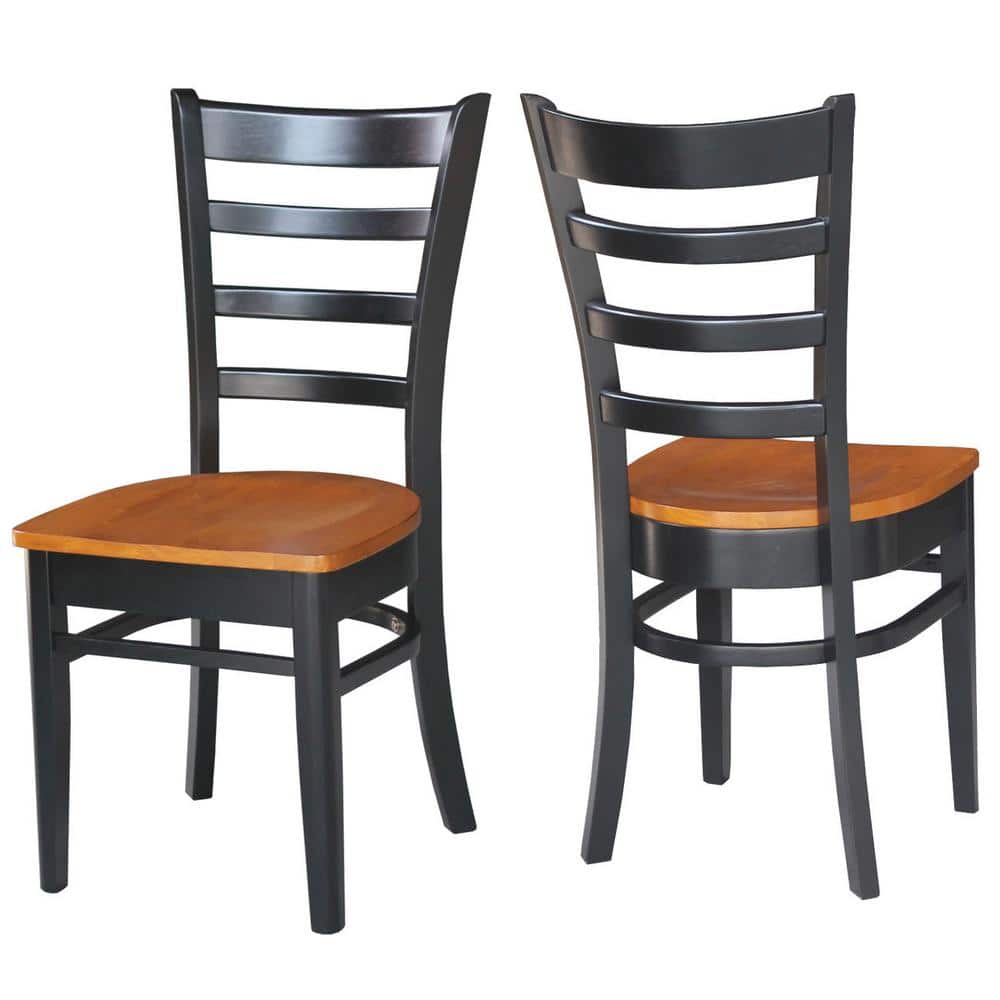 Black and Cherry Ladderback Wood Side Chair Set