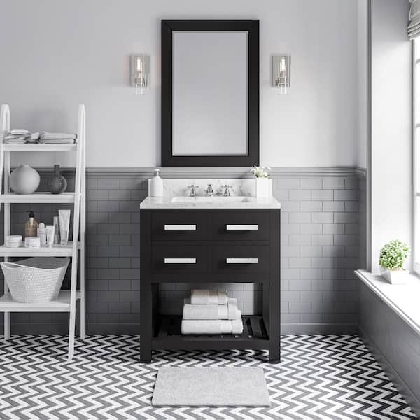 Water Creation 30 in. W x 21.5 in. D Vanity in Espresso with Marble Vanity Top in Carrara White and Chrome Faucet