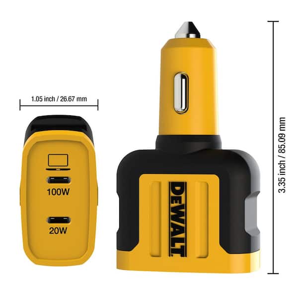 DEWALT 120W 2-Port PPS PD Car Charger 141 0484 DW2