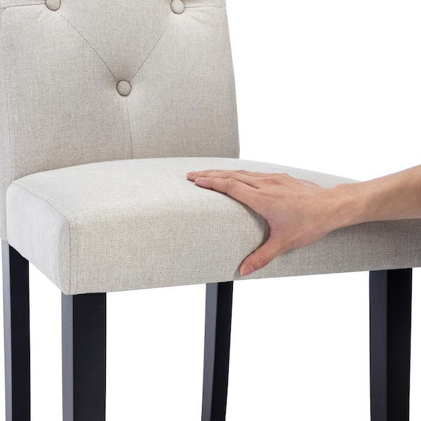 Upholstered Dining Chairs Set, Modern Fabric and Solid Wood Legs and High Back for Kitchen/Living Room, Beige Set of 4