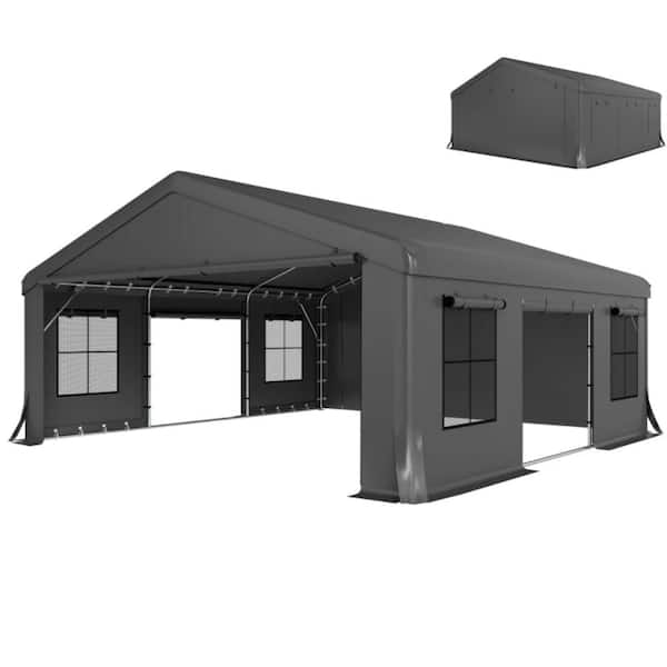20 x 20 ft Dark Gray Stable Car Tent Shelter,Heavy Duty Carport,Garage Car Canopy