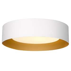 11.4 in. 22-Watt Modern White Integrated LED Flush Mount with Frosted Glass Shade