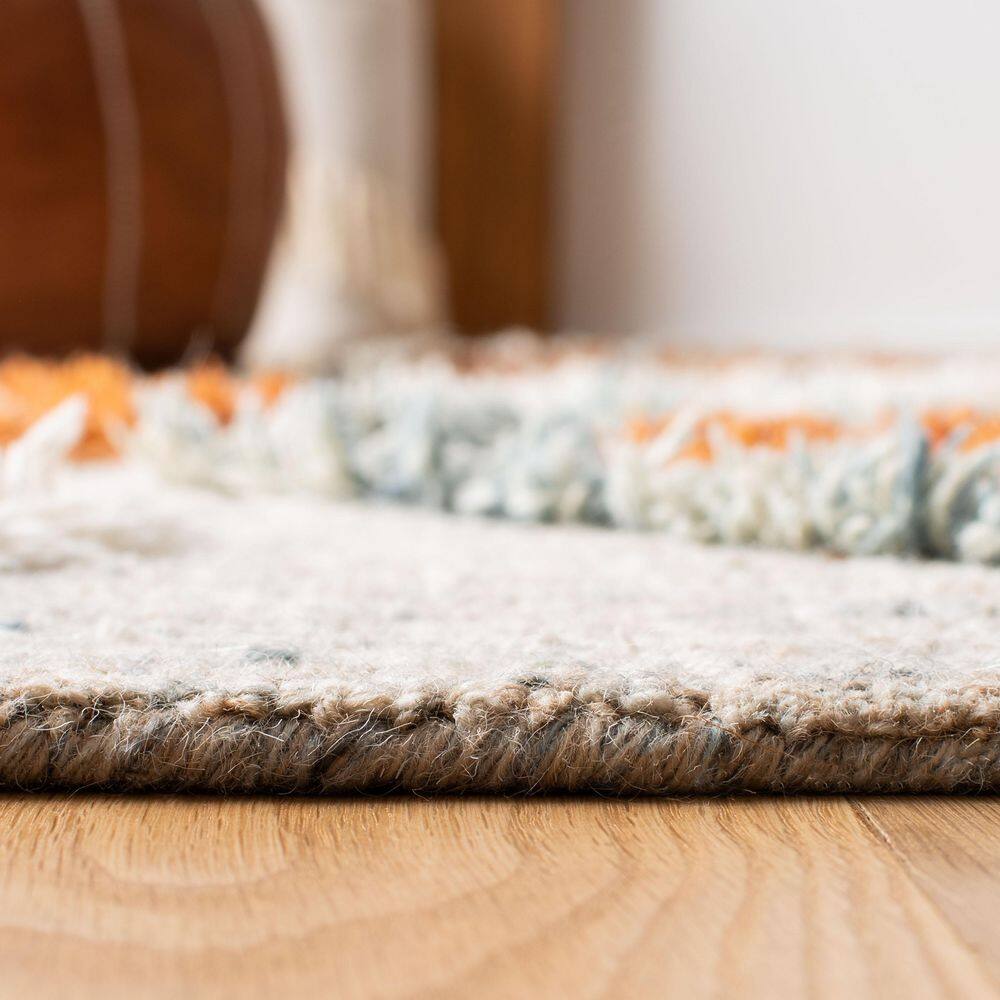 Handmade Gray Wool Tufted Rectangular Rug 5' x 8'