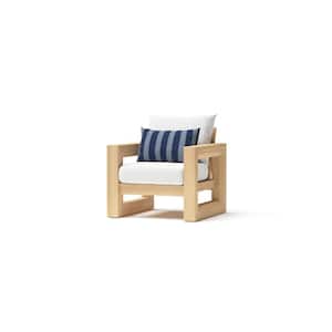 Benson Cushioned Wood Outdoor Lounge Chair with Sunbrella Centered Ink Cushions