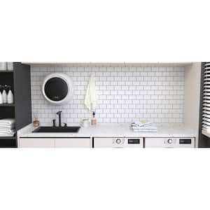 12 in. x 12 in. Premium Kitchen Backsplash Vinyl Peel and Stick Tile, White With Black Grout (10-Pack)