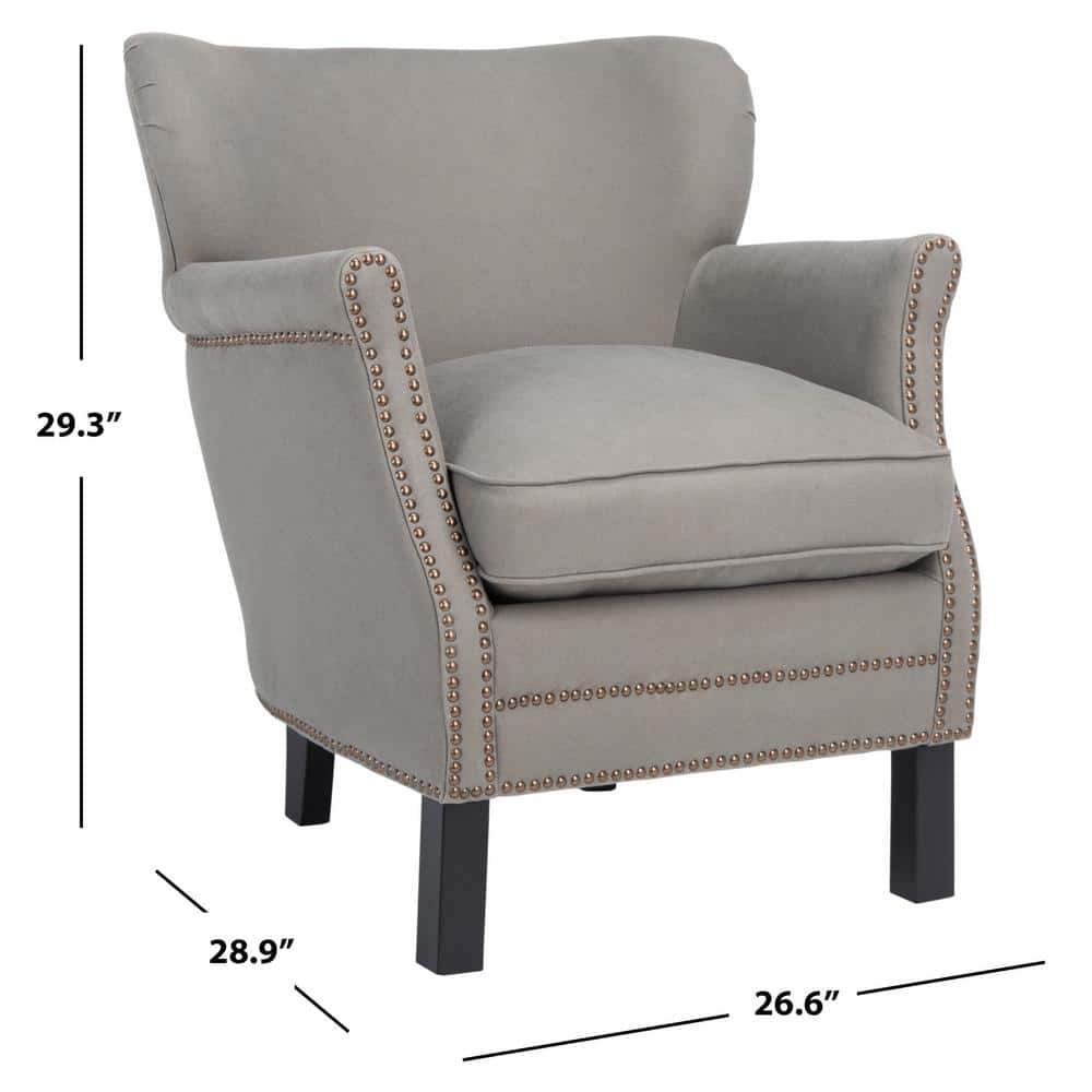 Seamist Gray Linen Upholstered Accent Chair with Birch Legs