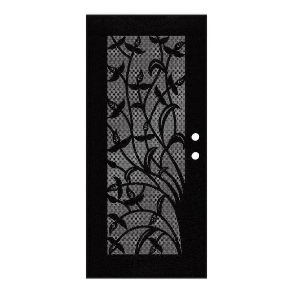 Unique Home Designs 32 in. x 80 in. Yale Black Right-Hand Surface Mount Security Door with Black Perforated Metal Screen