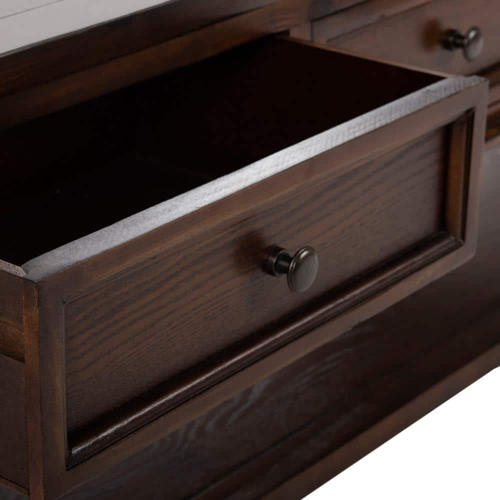 Transitional Sepia Brown Wood Coffee Table with 3 Drawers