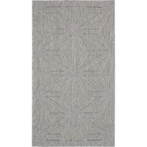 Palamos Light Gray doormat 2 ft. x 4 ft. Geometric Modern Indoor/Outdoor Patio Kitchen Area Rug