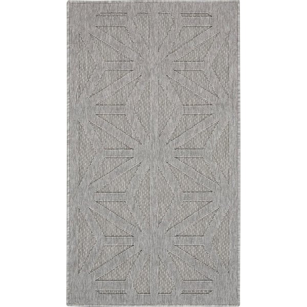 Home Decorators Collection Palamos Light Gray Doormat 2 ft. x 4 ft. Geometric Modern Indoor/Outdoor Patio Area Rug