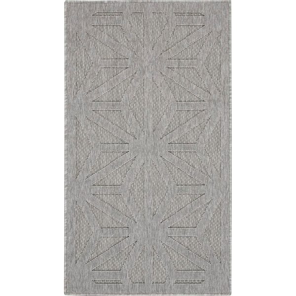 Palamos Light Gray doormat 2 ft. x 4 ft. Geometric Modern Indoor/Outdoor Patio Kitchen Area Rug