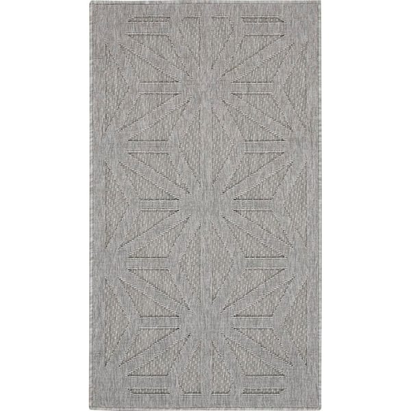 Home Decorators Collection Palamos Light Gray Doormat 2 ft. x 4 ft. Geometric Modern Indoor/Outdoor Patio Area Rug