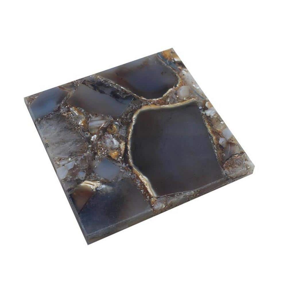 Black Square Agate Stone Coasters Set of 4