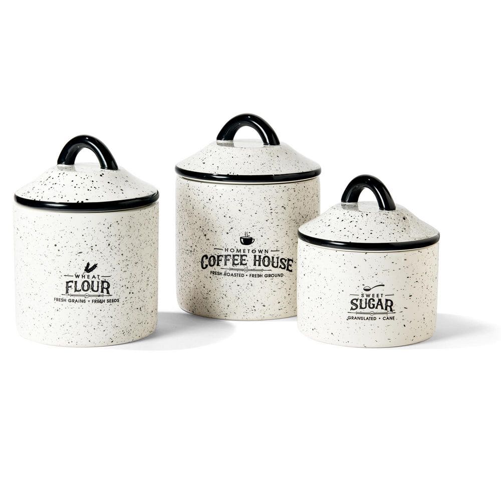 White Ceramic 3-Piece Canister Set with Airtight Lids