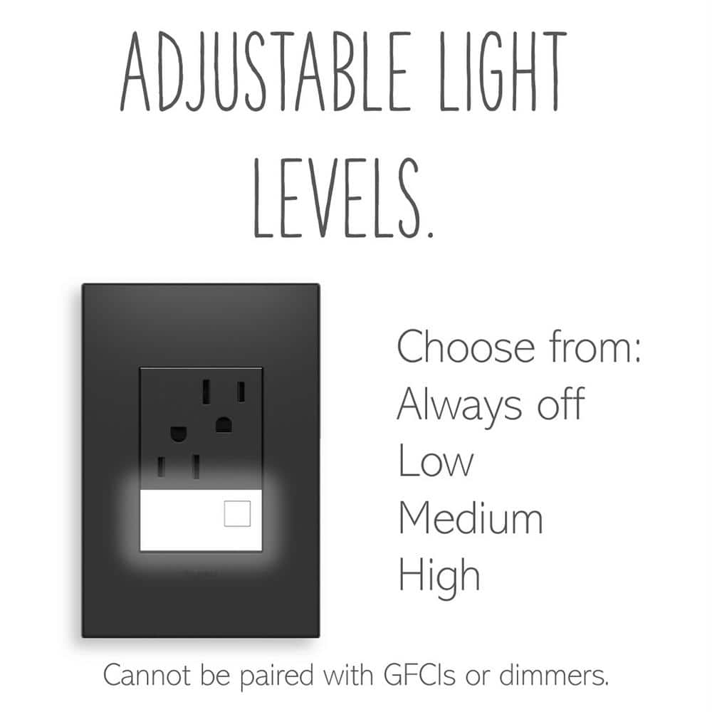 White Half-Size LED Nightlight Outlet for Kids