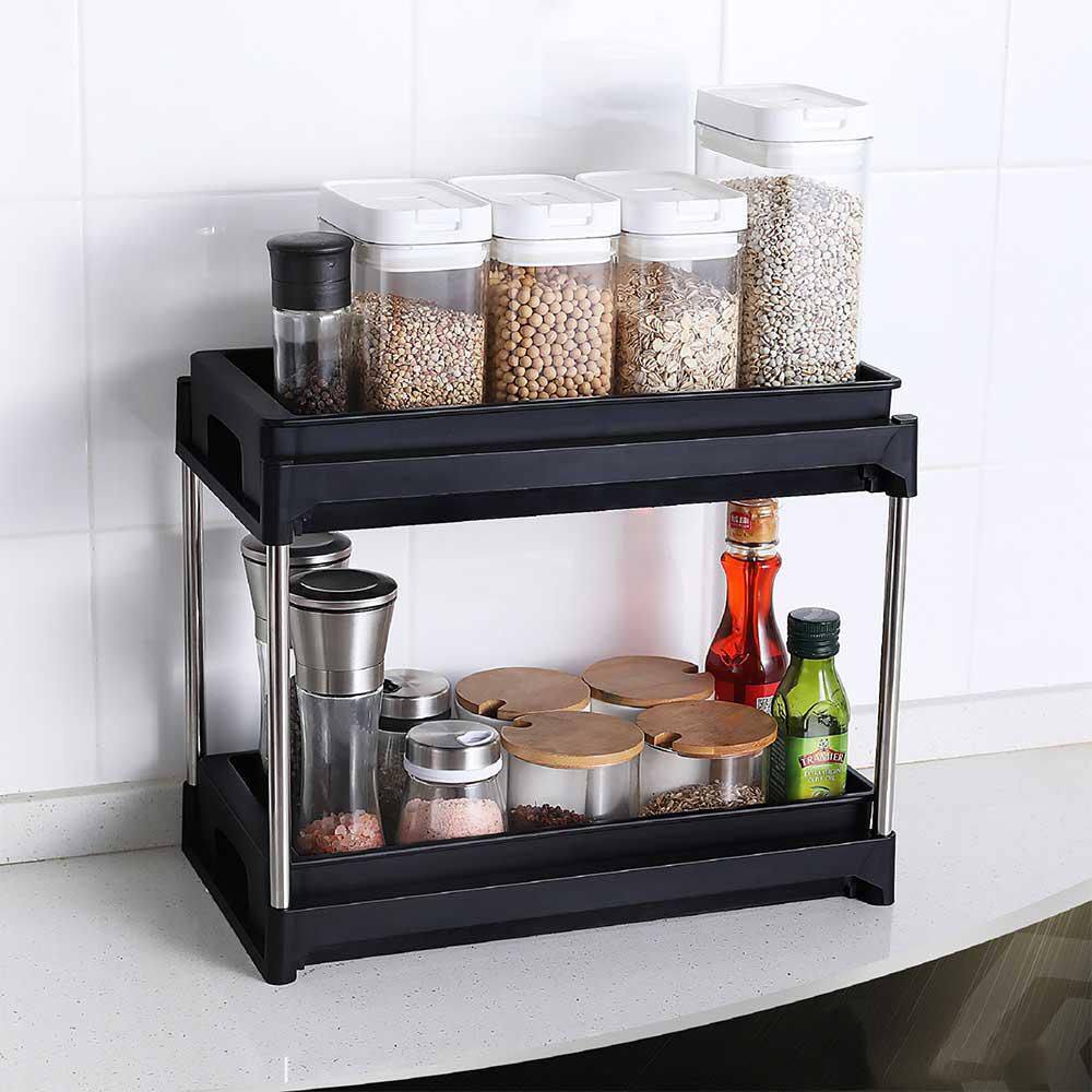 Pull-out Drawer Organizer for Storage Cabinet, Undersink, Countertop in Bla