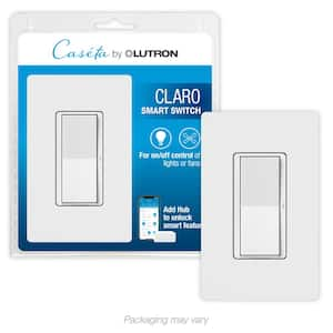 Claro Smart Rocker Light Switch w/Wallplate for Caseta Lights and Fans, 5-Amp/Neutral Required, White (DVRFW-5NS-WH)