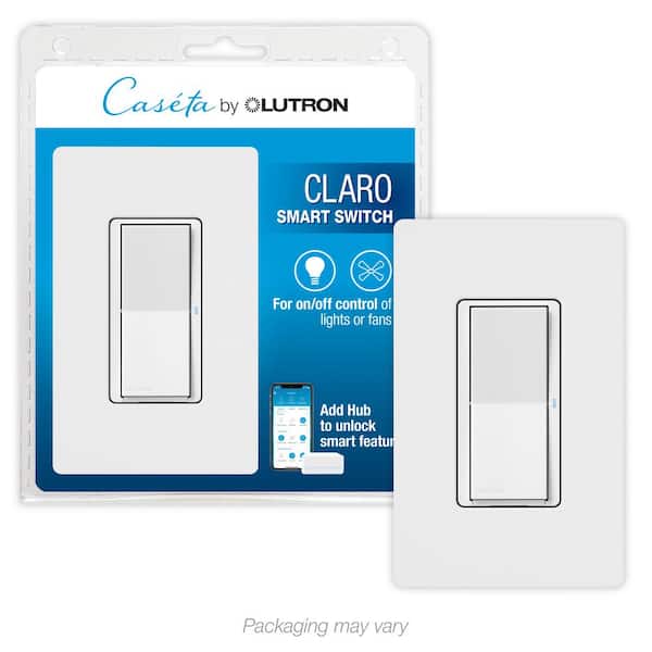 Claro Smart Rocker Light Switch w/Wallplate for Caseta Lights and Fans, 5-Amp/Neutral Required, White (DVRFW-5NS-WH)