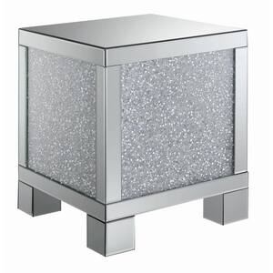 Gillian 19.75 in. W Silver and Clear Mirror Square Mirror Top End Table