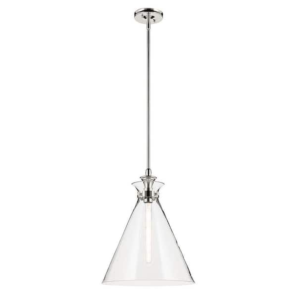 Laria 16 in. 1 Light Pendant with Clear Glass in Polished Nickel