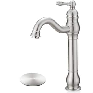 Single Hole Single Handle Waterfall Vessel Sink Faucet in Brushed Nickel