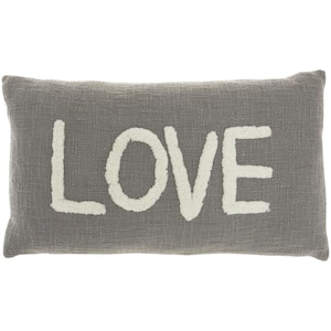 Lifestyles Gray 21 in. x 12 in. Rectangle Throw Pillow