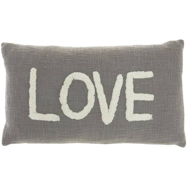 Mina Victory Lifestyles Gray 21 in. x 12 in. Rectangle Throw Pillow