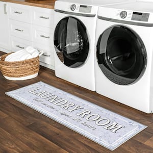 Graphic Machine Washable Laundry Mat Light Blue Doormat 20 in. x 59 in. Laundry Mat