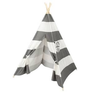 48 in. x 48 in. x 72 in. Natural Cotton Canvas Teepee Tent for Kids Indoor and Outdoor Playing (Set of 2-Piece)