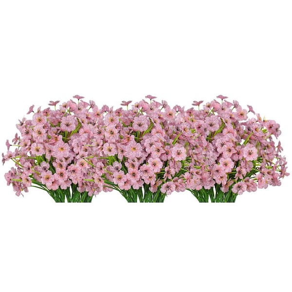 Unbranded 14 in. Pink Indoor/Outdoor UV Resistant Artificial Orchid Flower, 21 Bundles