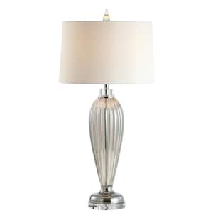 Julian 33.5 in. Glass/Crystal LED Table Lamp, Smoked Grey