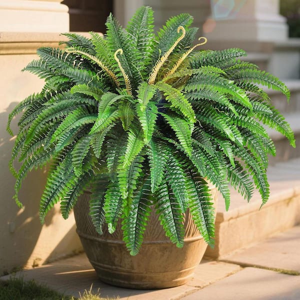 Nearly Natural 48 Boston Fern Artificial Bush Plant (Pack Of 2) - Green, 21in Tall, Retail $103 Value