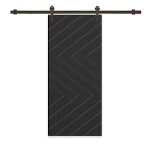 36 in. x 84 in. Black Stained Composite MDF Paneled Interior Sliding Barn Door with Hardware Kit