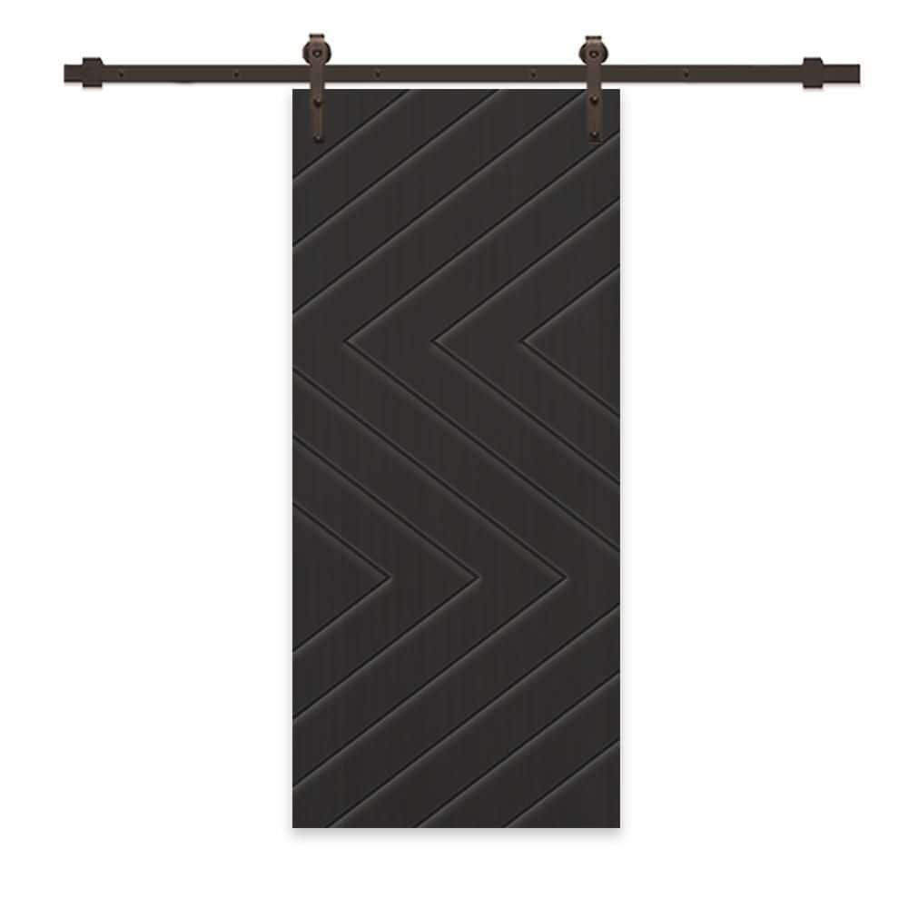 30 in. x 96 in. Black Painted Composite MDF Paneled Interior Sliding Barn Door with Hardware Kit price history on PriceWatchPro