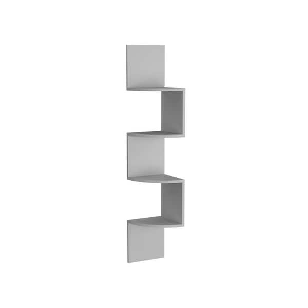 Unbranded Rosset Corner Shelf 9.8 in. W x 9.8 in. D White Decorative Wall Shelf with Modern Full-Wall Design and Multiple Shelving