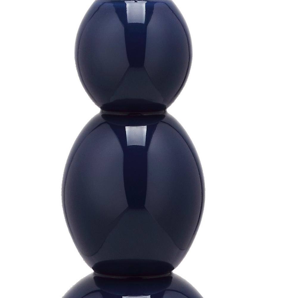 Elegant Navy Glass Table Lamp Set with Graduated Orbs and Off-White Shade