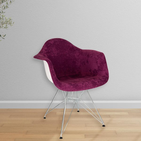 Leisuremod Willow Purple Velvet Arm Chair Set of 2