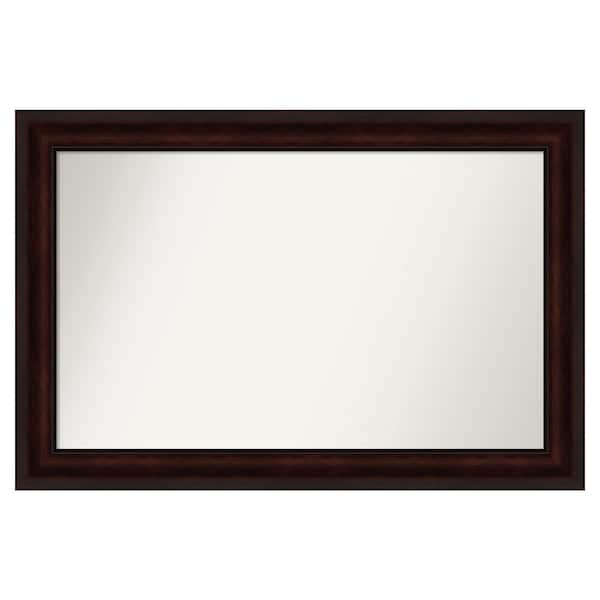 Amanti Art Coffee Bean Brown 39.25 in. x 26.25 in. Custom Non-Beveled Satin Recycled Polystyrene Framed Vanity Wall Mirror