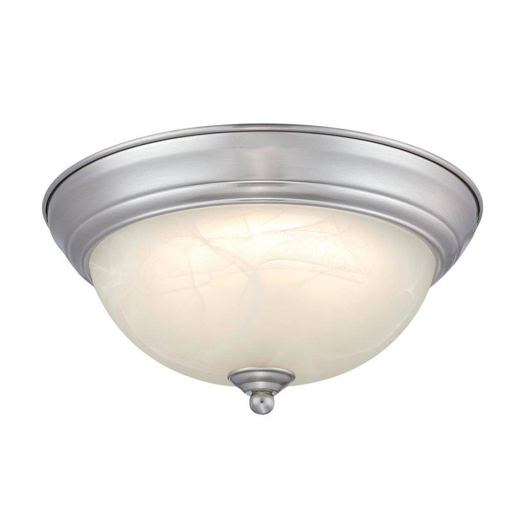 Dubrow 11-in. Brushed Nickel Selectable LED Flush Mount with White Alabaster Glass Shade price history on PriceWatchPro