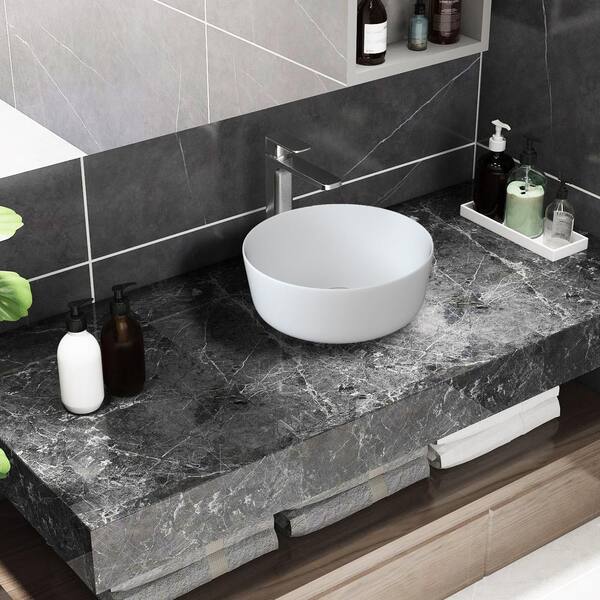 Maincraft 16.38 in. Topmount Bathroom Vessel Sink Basin in White Ceramic