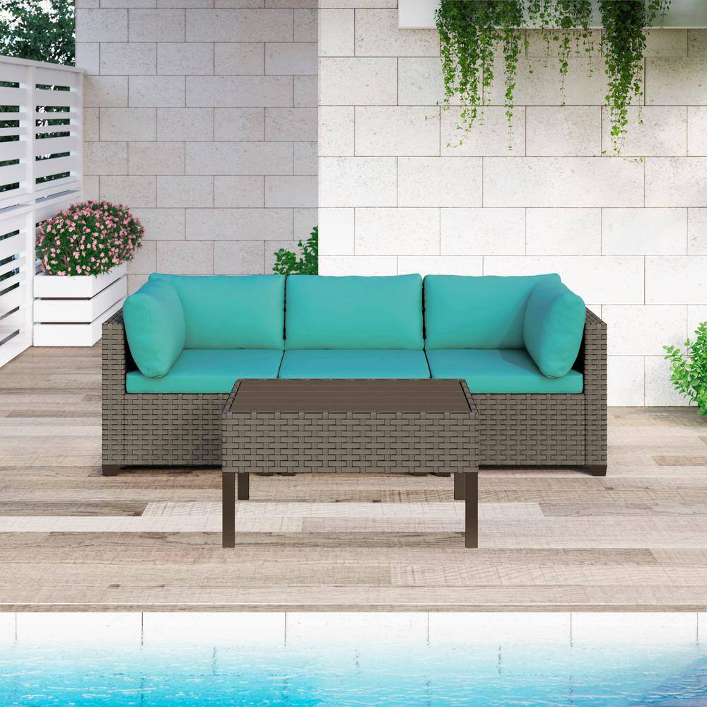 TK CLASSICS Keys 4Piece Metal Patio Conversation Set with Cyan Cushions KEYS04B65 The Home