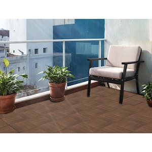 12 in. W x 12 in. L Outdoor Stripe Plastic Composite Flooring Deck Tiles (35 Per Box), Brown