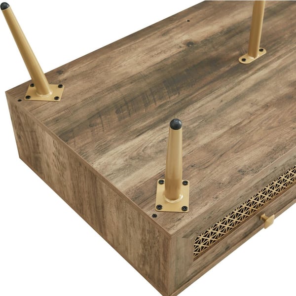 EDYO LIVING 41.3 in. Rustic Oak Rectangle Wood Coffee Table