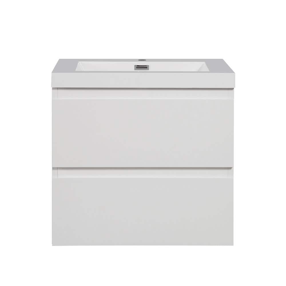 24 in. W x 20 in. D x 23 in. H Single Sink Floating Bath Vanity in White wi