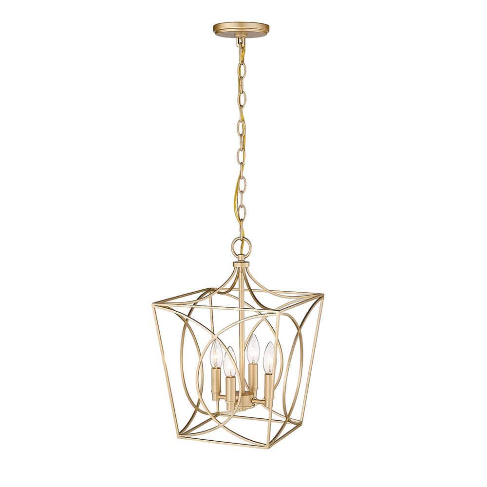 Modern Gold 4-Light Geometric Pendant Light