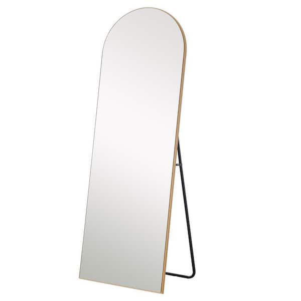 HomeRoots 23.62 in. x 70.87 in. Classic Arch Framed Gold Vanity Mirror