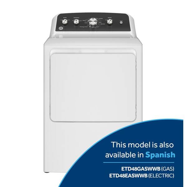 GE 7.2 cu. ft. vented Gas Dryer in White with Auto Dry and Extended Tumble