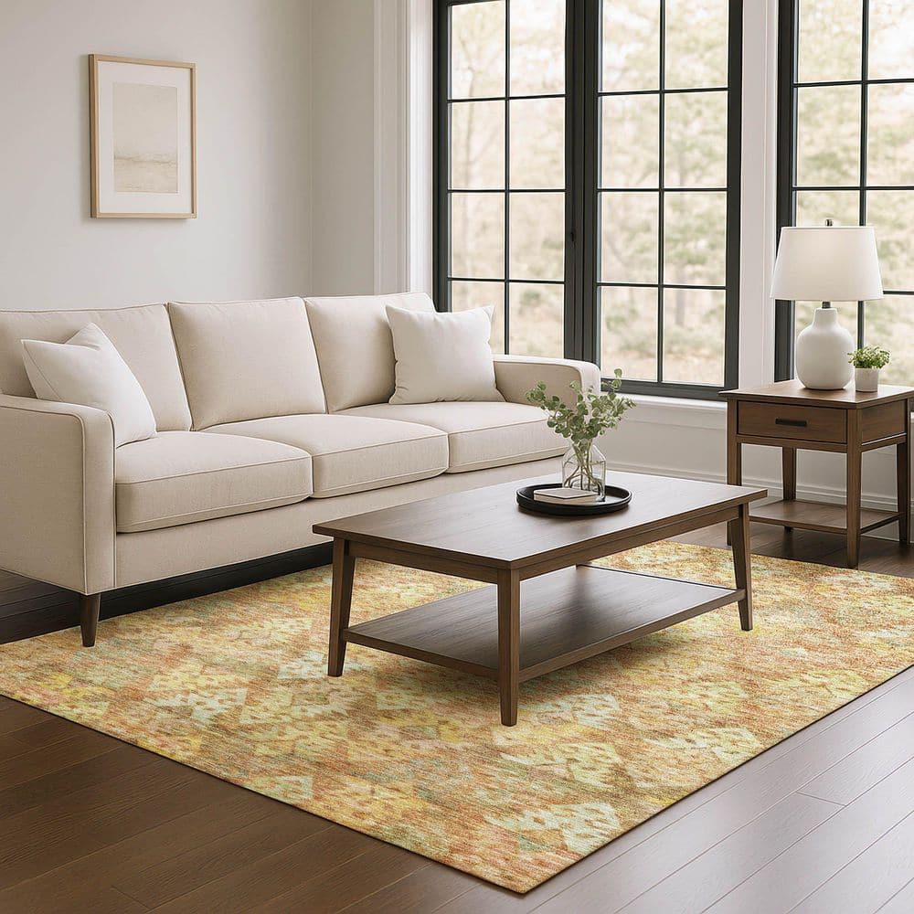Mayfield Premium Machine Washable Abstract AMF1637 Copper 9 ft. x 12 ft. Area Rug price history on PriceWatchPro