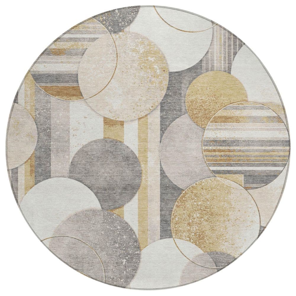 Chantille Machine Washable Indoor/Outdoor Abstract ACN2778 Gold 8 ft. x 8 ft. Round Rug price history on PriceWatchPro